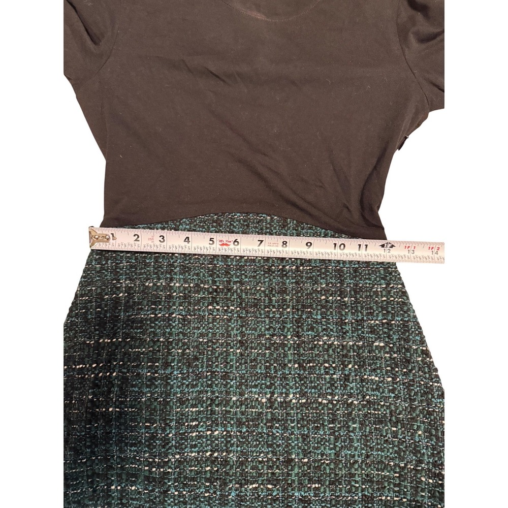 Maje Rizelda Black Green Tweed Mixed Media Dress 3/4 Sleeve Size 34 XS - Picture 9 of 9